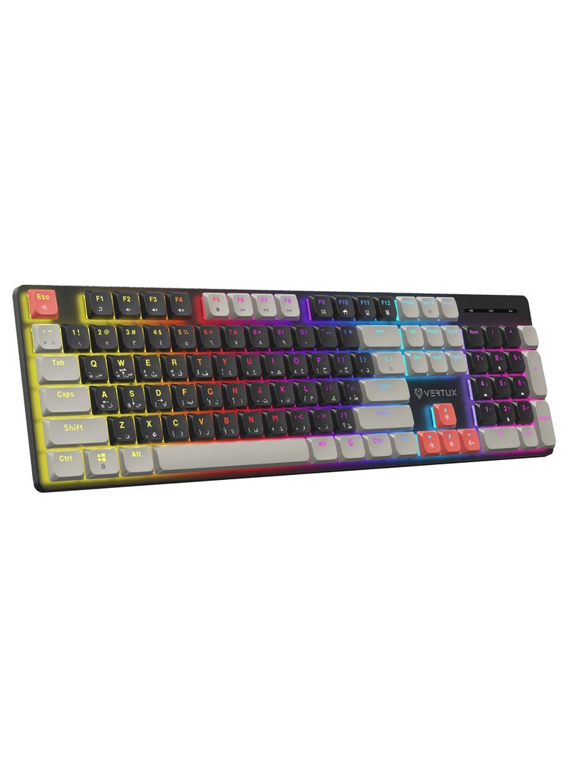 Full-Size Mechanical Keyboard for Gamers With 17 LED Rainbow Modes, Low-Profile Dust-Proof Keys, 26 Anti-Ghosting Keys, and Stabilized Big Keys and Superior Performance – StealthKey English
