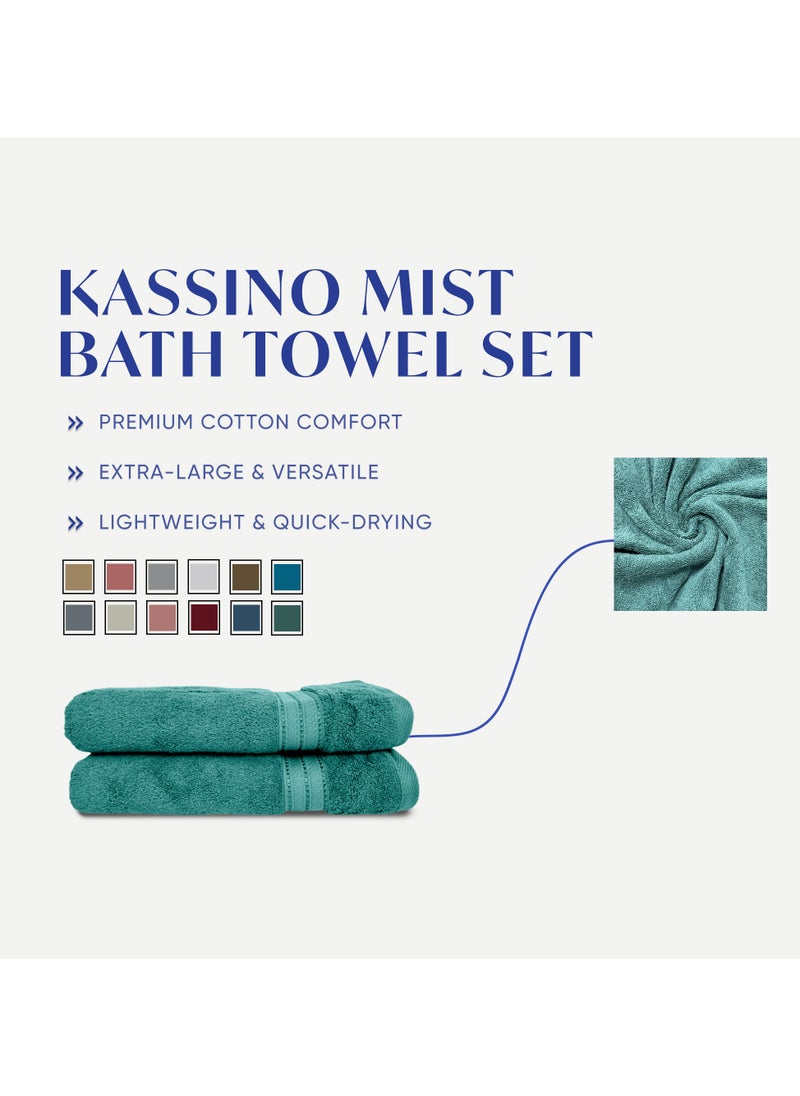 Kassino Premium Bath Towels Set - (2 Pack, 70x140 cm), 580 GSM Bath Towel,100% Combed Cotton, Soft & Quick-Dry Towels for Bathroom, Highly Absorbent, Double Stitched Hotel Quality Towels | Sea Green