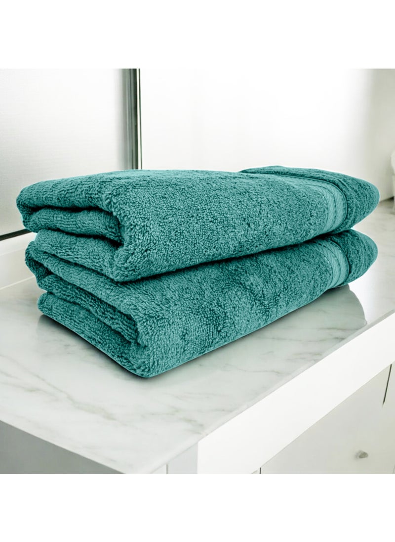 Kassino Premium Bath Towels Set - (2 Pack, 70x140 cm), 580 GSM Bath Towel,100% Combed Cotton, Soft & Quick-Dry Towels for Bathroom, Highly Absorbent, Double Stitched Hotel Quality Towels | Sea Green