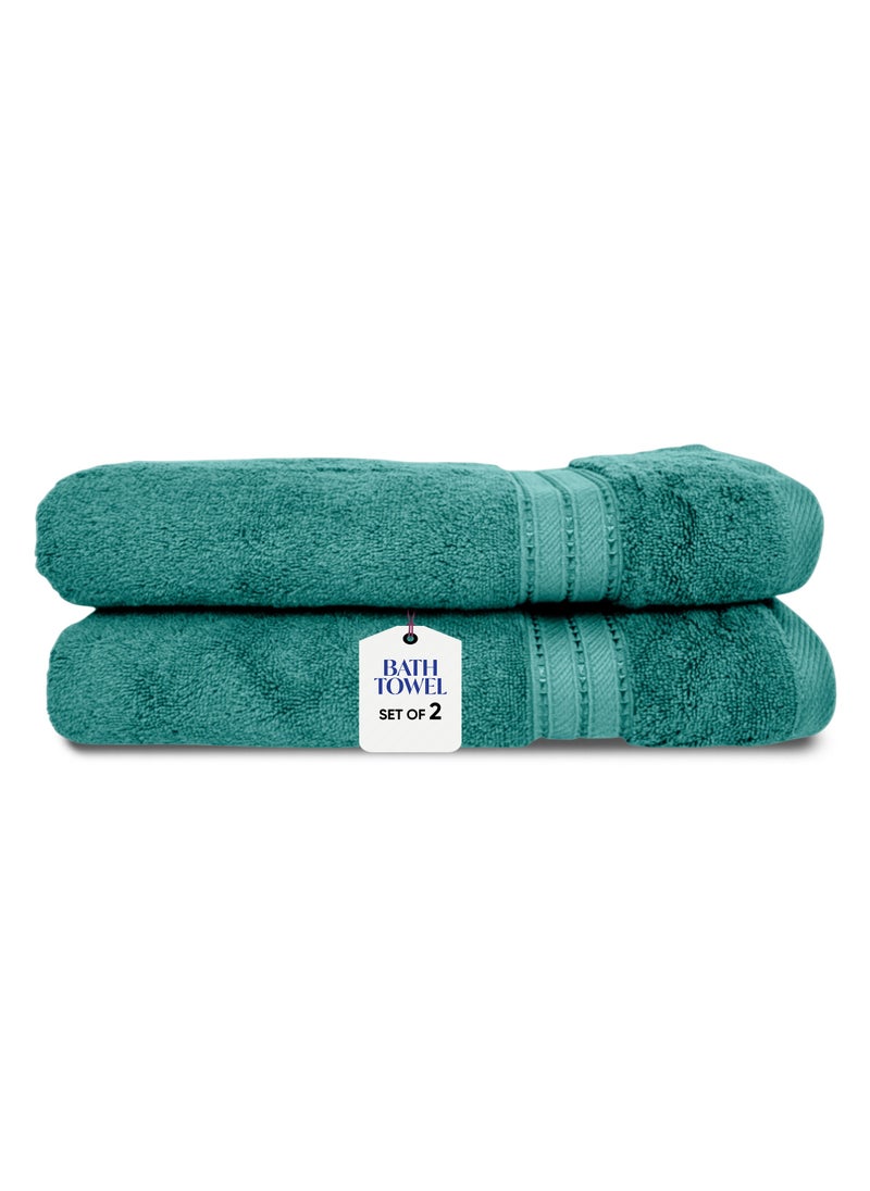 Kassino Premium Bath Towels Set - (2 Pack, 70x140 cm), 580 GSM Bath Towel,100% Combed Cotton, Soft & Quick-Dry Towels for Bathroom, Highly Absorbent, Double Stitched Hotel Quality Towels | Sea Green