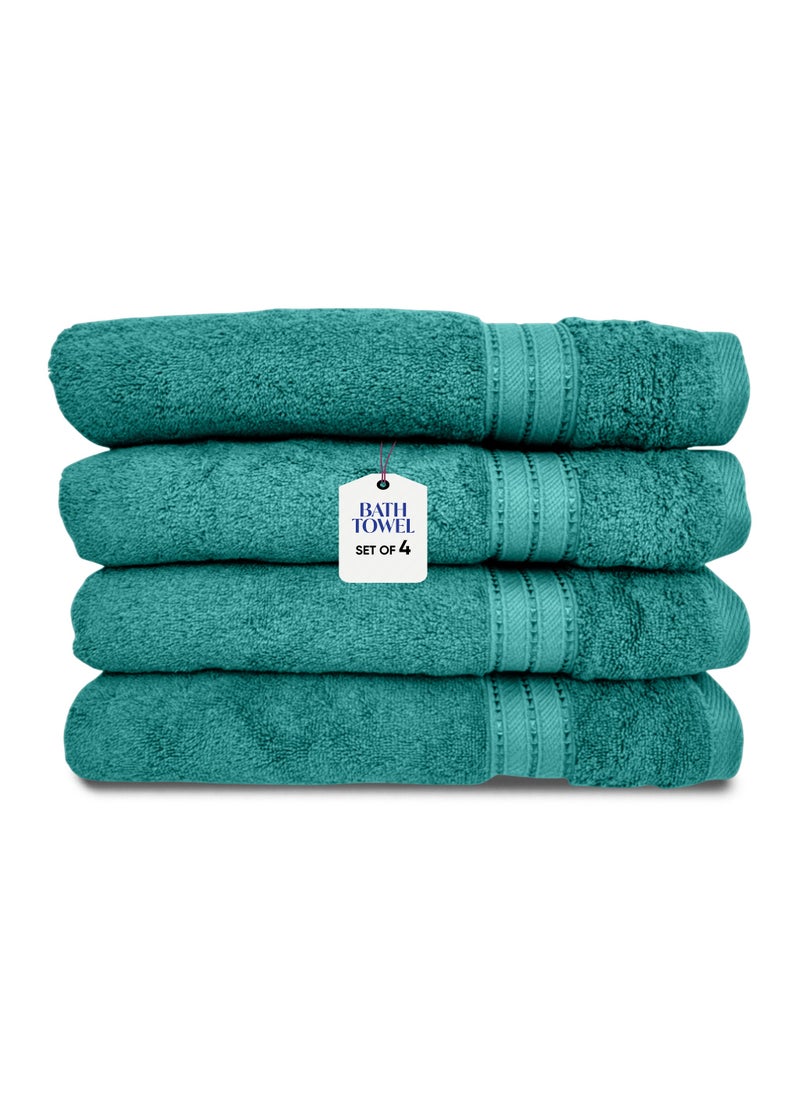 Kassino Premium Bath Towels Set - (4 Pack, 70x140 cm), 580 GSM Bath Towel,100% Combed Cotton, Soft & Quick-Dry Towels for Bathroom, Highly Absorbent, Double Stitched Hotel Quality Towels | Sea Green