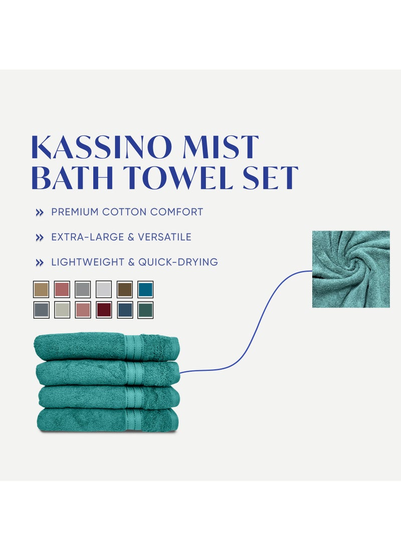 Kassino Premium Bath Towels Set - (4 Pack, 70x140 cm), 580 GSM Bath Towel,100% Combed Cotton, Soft & Quick-Dry Towels for Bathroom, Highly Absorbent, Double Stitched Hotel Quality Towels | Sea Green