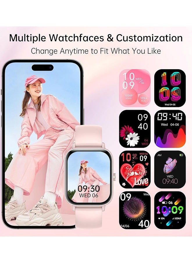 Smart Watch for Women Men Heart Rate Monitor Fitness Tracker, Pink Smart Watches for Women Digital Mens Watches Answer Call Waterproof Running Smartwatch Compatible Android IOS