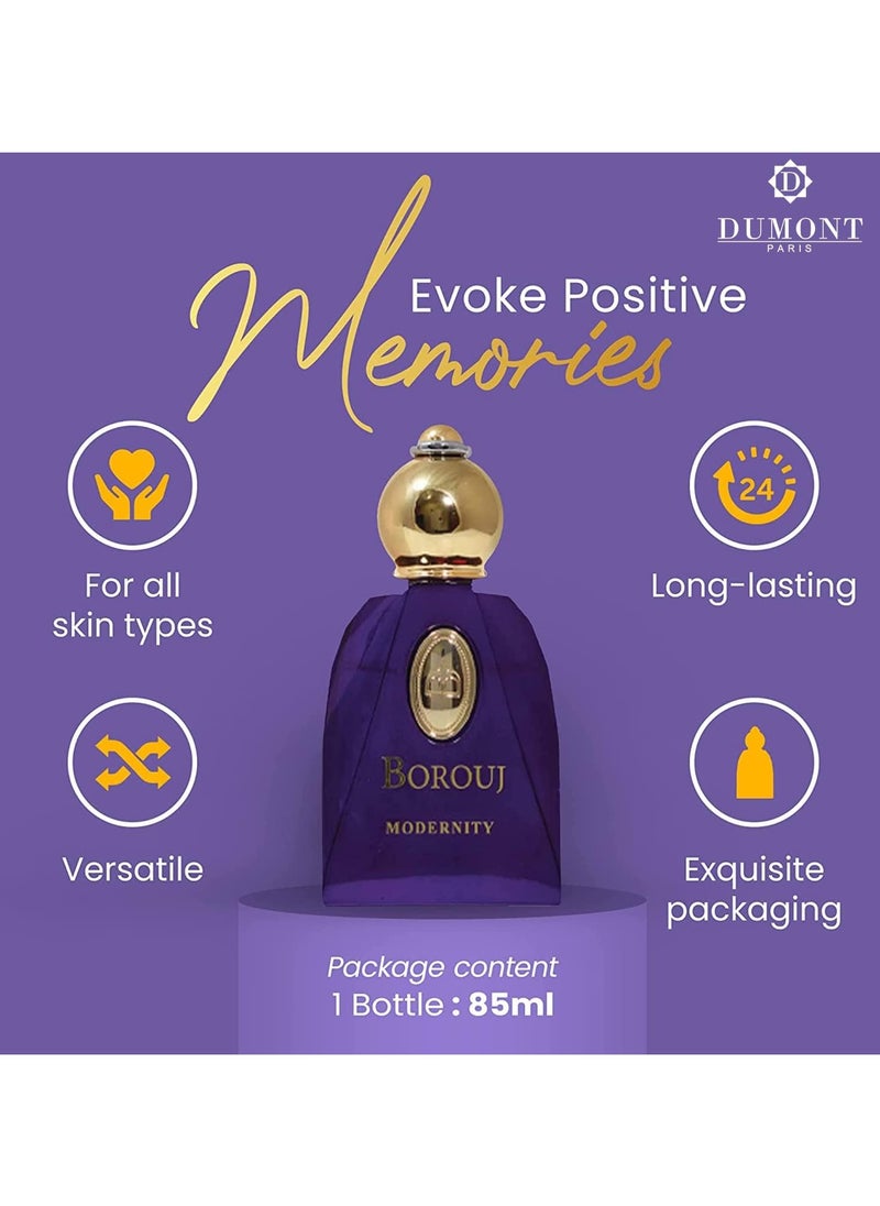 Dumont BOROUJ MODERNITY - 85ml Travel Size - Arabian-Inspired Unisex Perfume for Men & Women - Citrus, Floral, Fruity, Amber & Wood Fragrance - Long Lasting Cologne