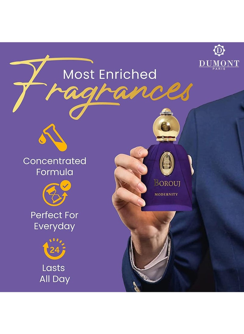 Dumont BOROUJ MODERNITY - 85ml Travel Size - Arabian-Inspired Unisex Perfume for Men & Women - Citrus, Floral, Fruity, Amber & Wood Fragrance - Long Lasting Cologne