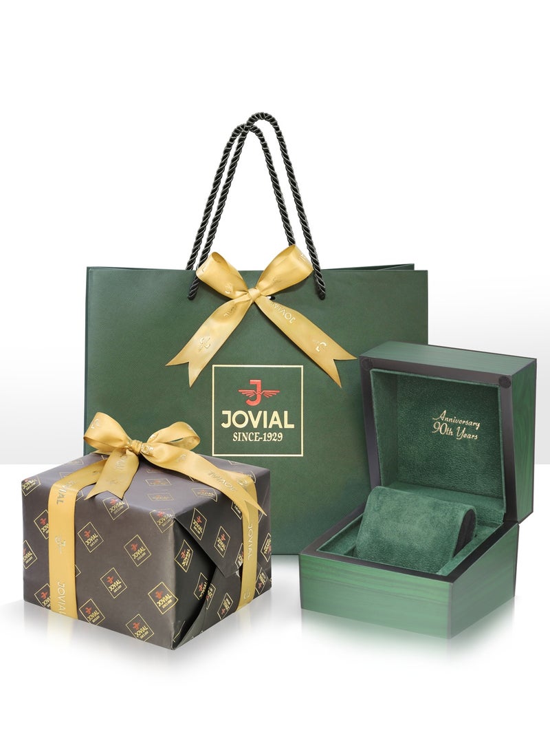 JOVIAL 1542 LRMQ 09 ZE Women's metal band  Watch, 28mm, Green Dial