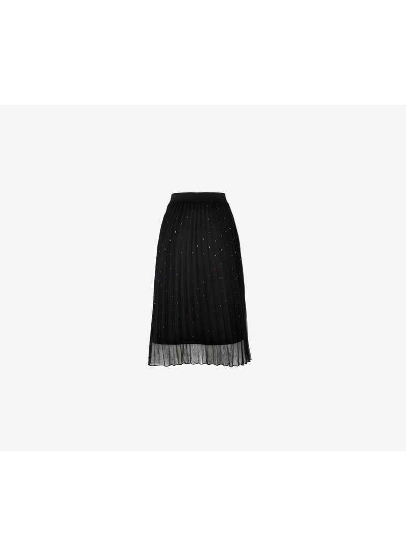 Women Pleated Maxi Skirt, Black