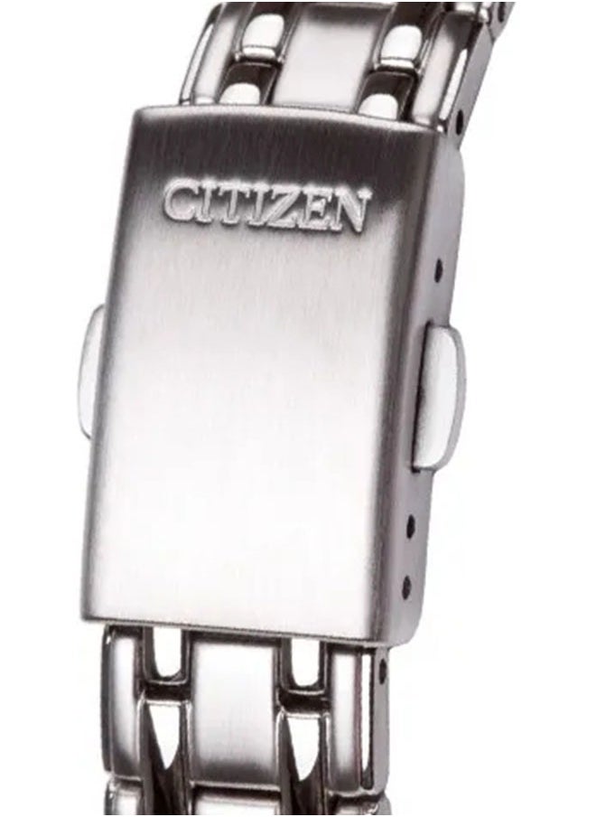 Citizen ES5040-51A Ladies Stainless Steel Eco-Drive Watch - White Dial Elegant Design