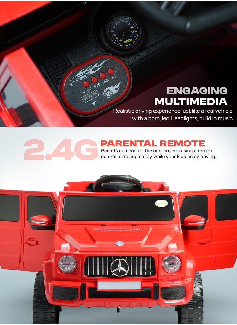 Battery Operated Jeep for Kids Rechargeable Battery Car for Kids with Music, Led Light & Remote Control Ride On Kids Car Jeep Racing Baby Car Electric Car for Kids Children 2 to 6 Years Boy Girl Red