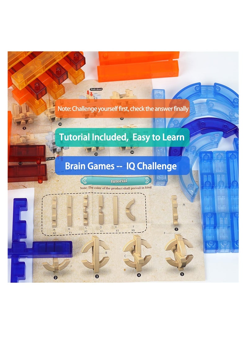 3D Brain Teaser Puzzles for Kids and Adults, Rubik's Cube Educational Toys, 4pcs Chinese Kong Ming Lock for Interlock IQ Mind Test, Thinking, Patience Games
