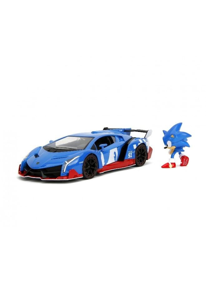 Jada Classic Sonic the Hedgehog Lamborghini Veneno Die-cast Car with Figure (1:24)