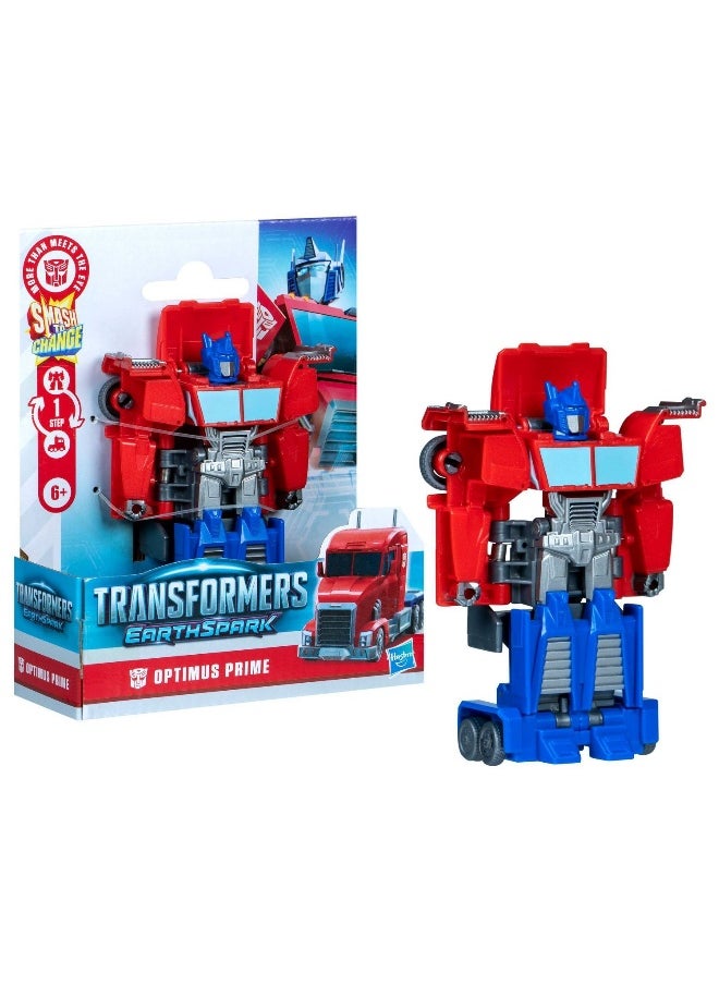 Transformers Earthspark 1-Step Smash Changers Optimus Prime Action Figure (10.16 cm)