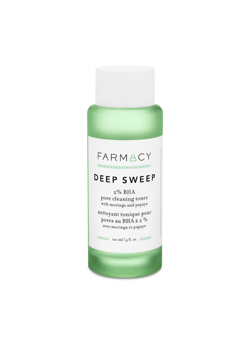 Farmacy 2% Salicylic Acid Toner for Face - Deep Sweep Gentle BHA Exfoliant for Oily Skin - Refines Texture with Papaya Enzymes & Moringa Water for a Healthy-Looking Complexion (120ml)