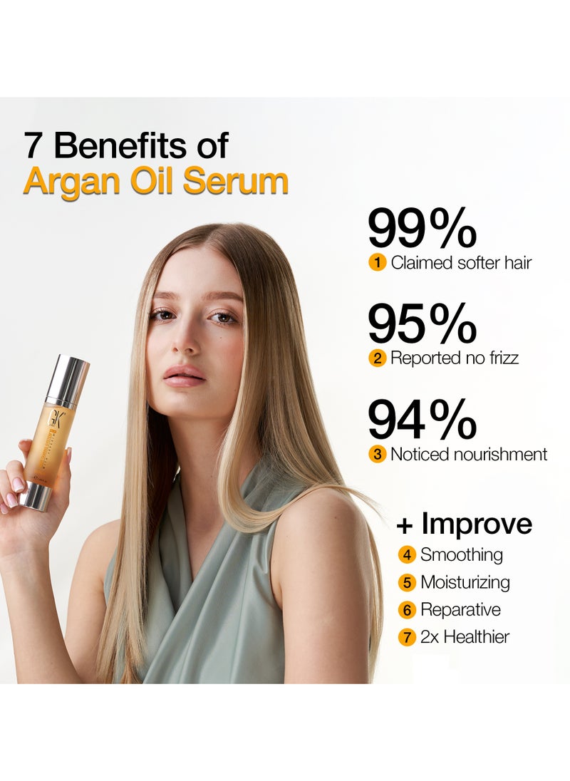 Smoothing Serum (Pack of 1/3.4 fl oz) - 100% Pure Organic Argan Oil | Hydrating Strength Shine Dry Damaged Repair Anti-Frizz Moistures Nourishment
