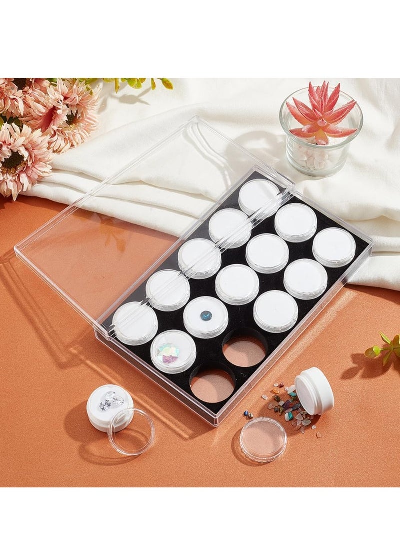15pcs Diamond Storage Box Gem Display Case Gemstone Container Small Round Plastic Box Jewellery Organizer with Velvet for Collectibles Rhinestone Crystal Small Items