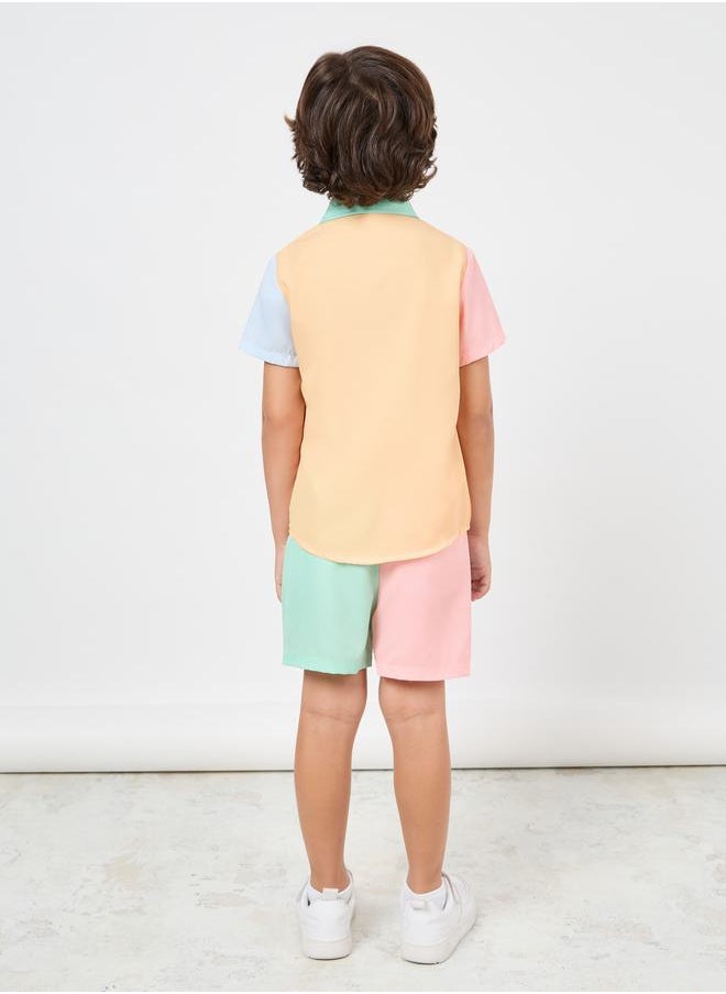 Colorblock Shirt and Short Set