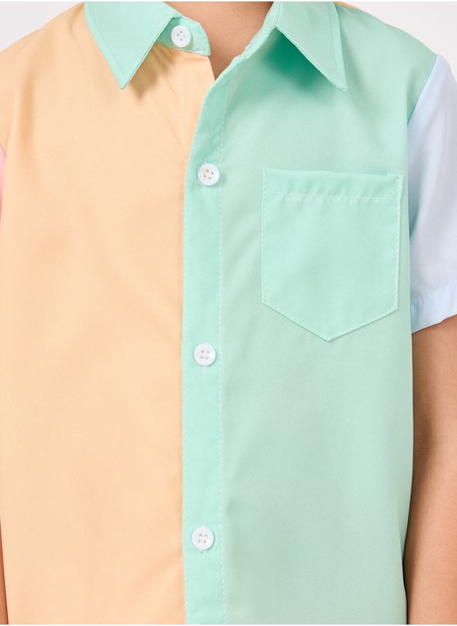 Colorblock Shirt and Short Set