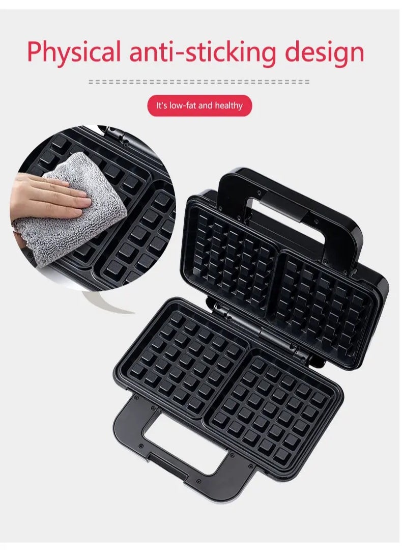 Electric Waffle Maker 2 large pieces 1000 watts Non Stick Teflon plates SK-BBQ-225 Black