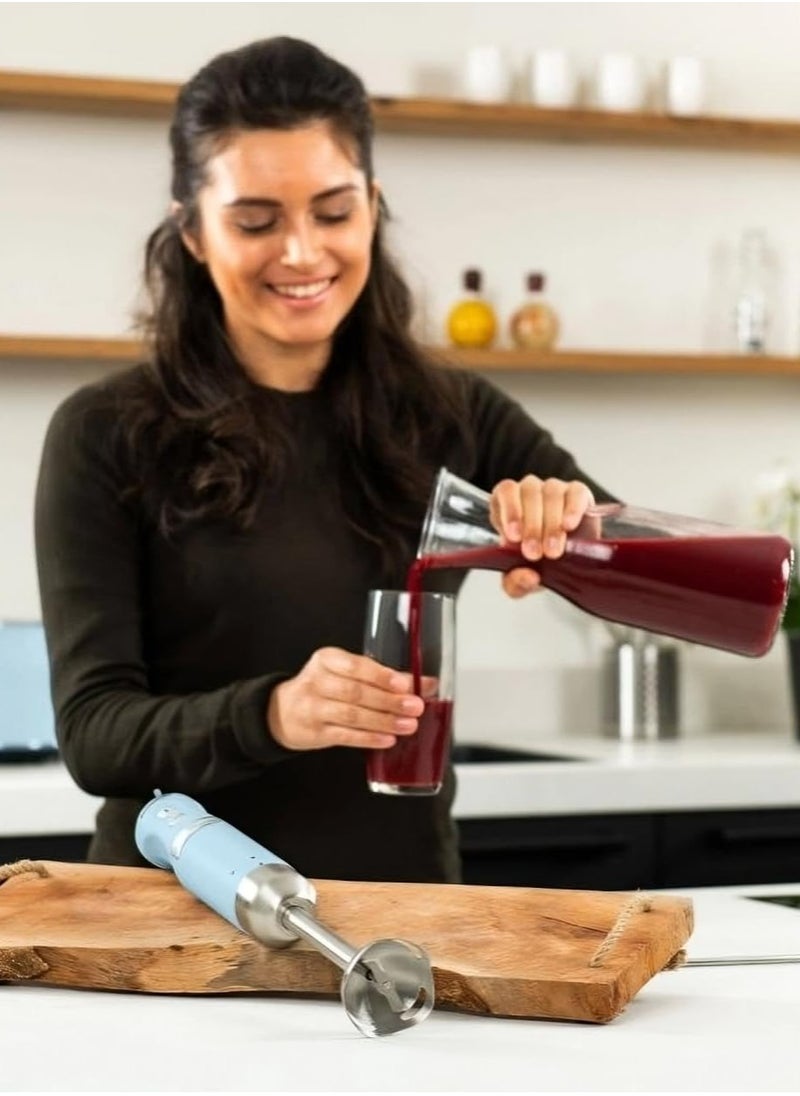 Westinghouse 600W Retro Hand Blender – Powerful Stainless Steel Stick Blender with Turbo Mode & Soft Grip for Smoothies, Soups, and More - Blue