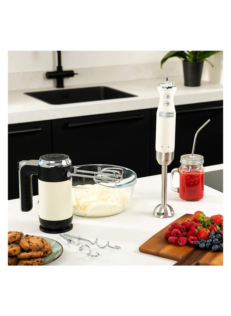 Westinghouse 600W Retro Hand Blender – Powerful Stainless Steel Stick Blender with Turbo Mode & Soft Grip for Smoothies, Soups, and More - Cream
