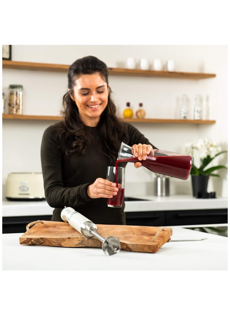 Westinghouse 600W Retro Hand Blender – Powerful Stainless Steel Stick Blender with Turbo Mode & Soft Grip for Smoothies, Soups, and More - Cream