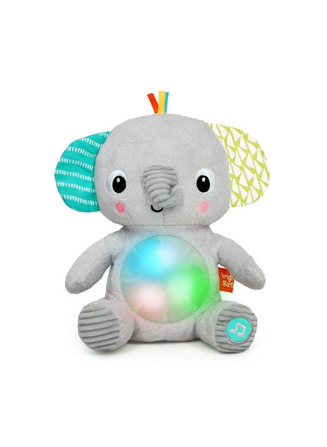 Bright Starts Hug-a-Bye Baby Elephant Musical Light Up Plush Toy (23.1 x 9.9 x 22.1 cm, Grey)