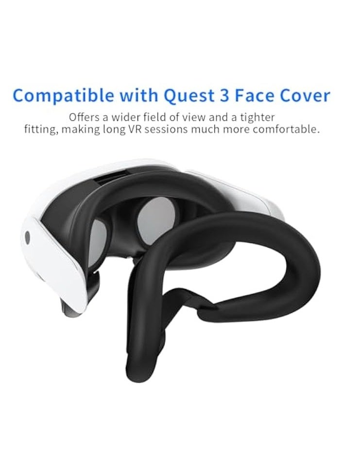Protective Cover for Quest 3 Accessories: Silicone VR Face Cover, Controller Grips Cover, Protective Joystick Cover for Quest 3 (Black)