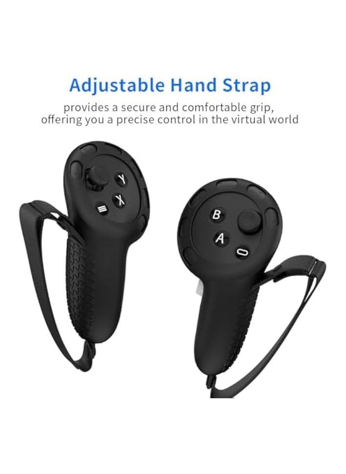 Protective Cover for Quest 3 Accessories: Silicone VR Face Cover, Controller Grips Cover, Protective Joystick Cover for Quest 3 (Black)