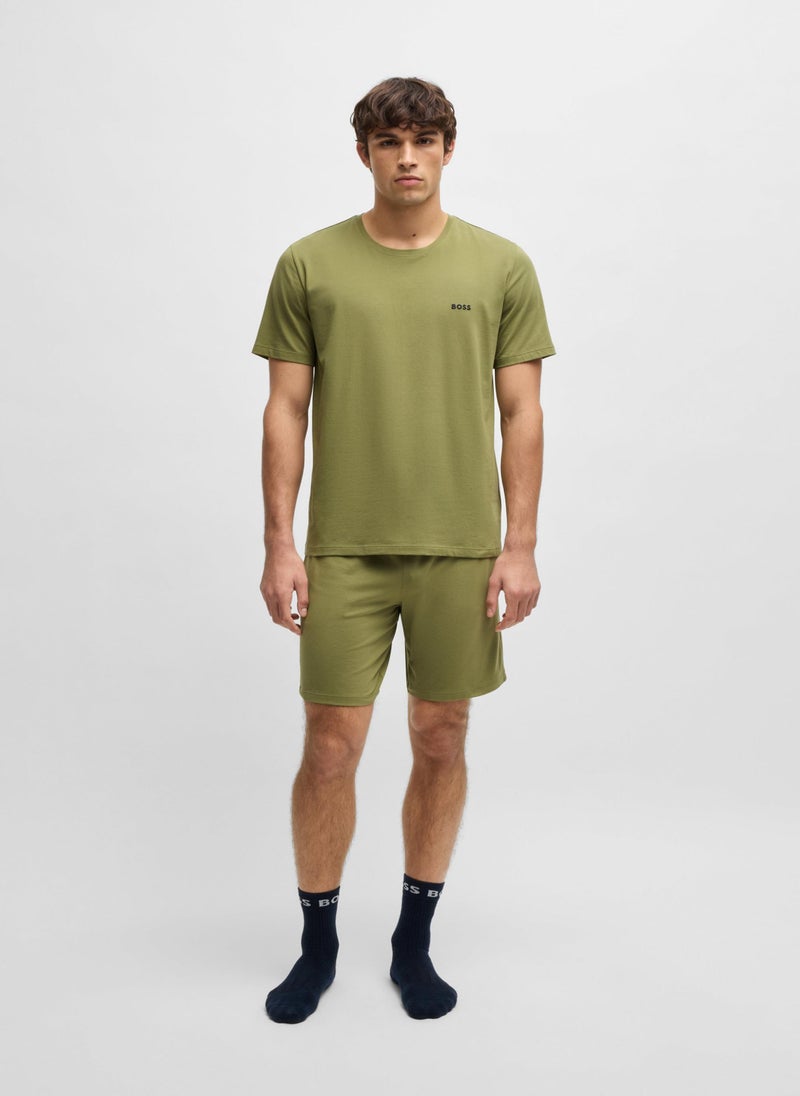 Stretch-cotton regular-fit T-shirt with embroidered logo