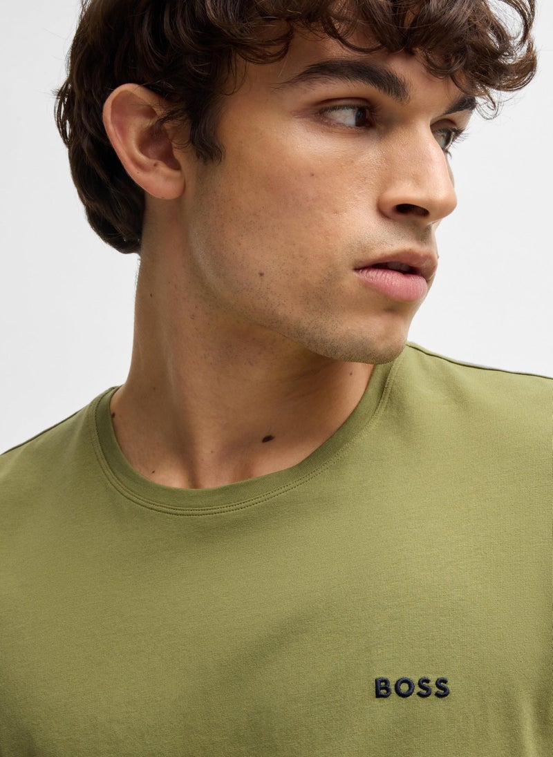 Stretch-cotton regular-fit T-shirt with embroidered logo