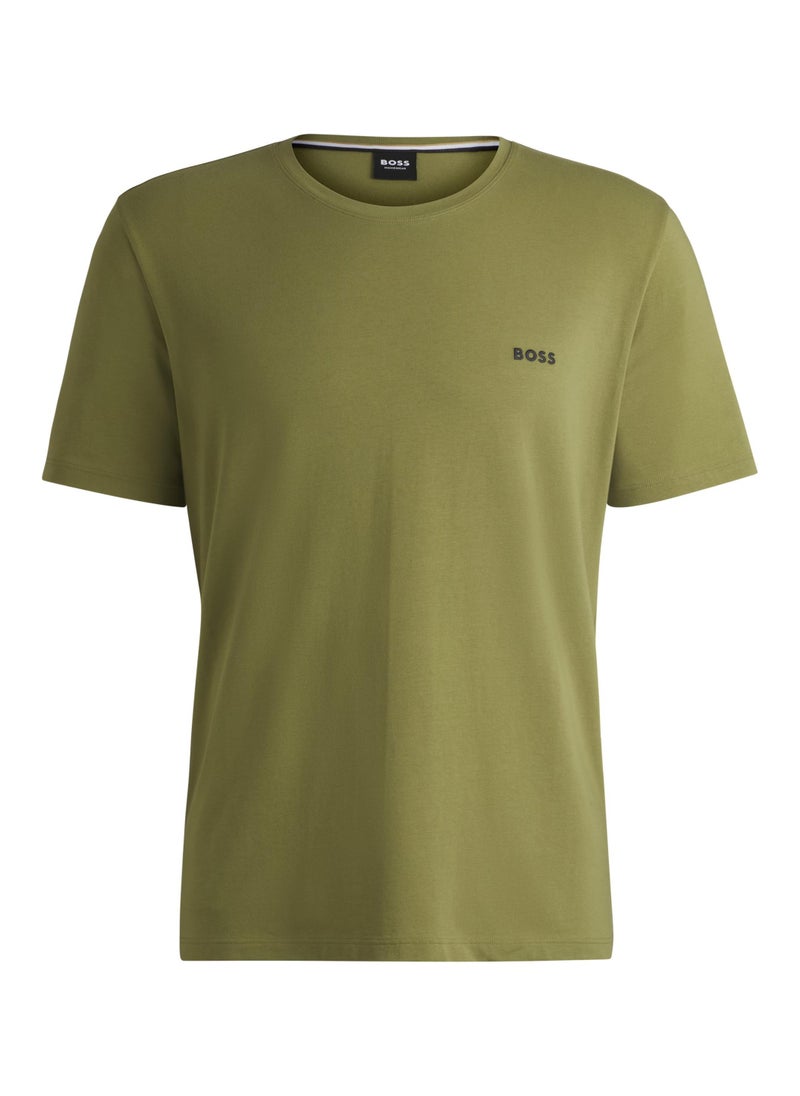 Stretch-cotton regular-fit T-shirt with embroidered logo