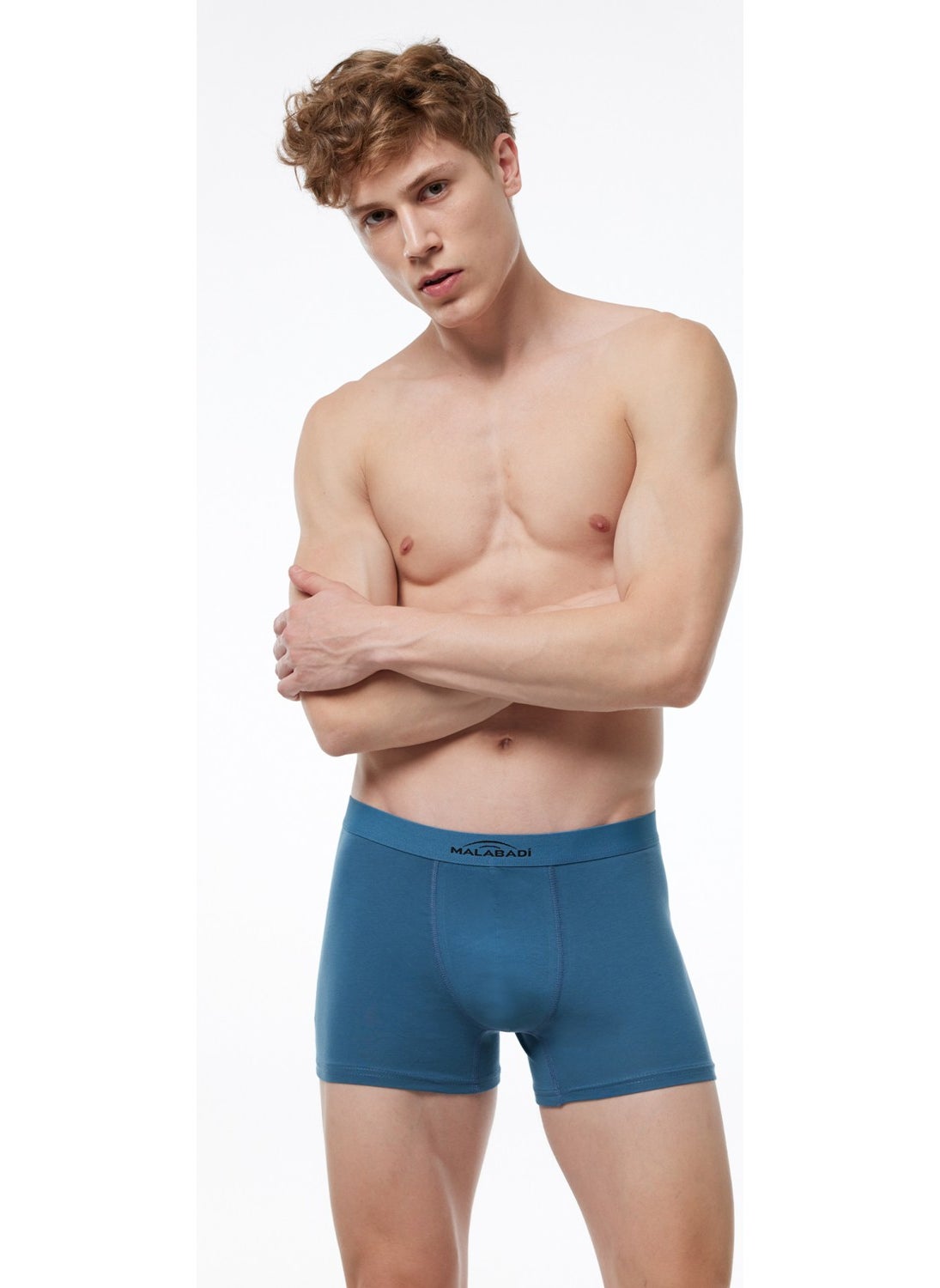 Men's Blue Cotton Elastane Boxer 075