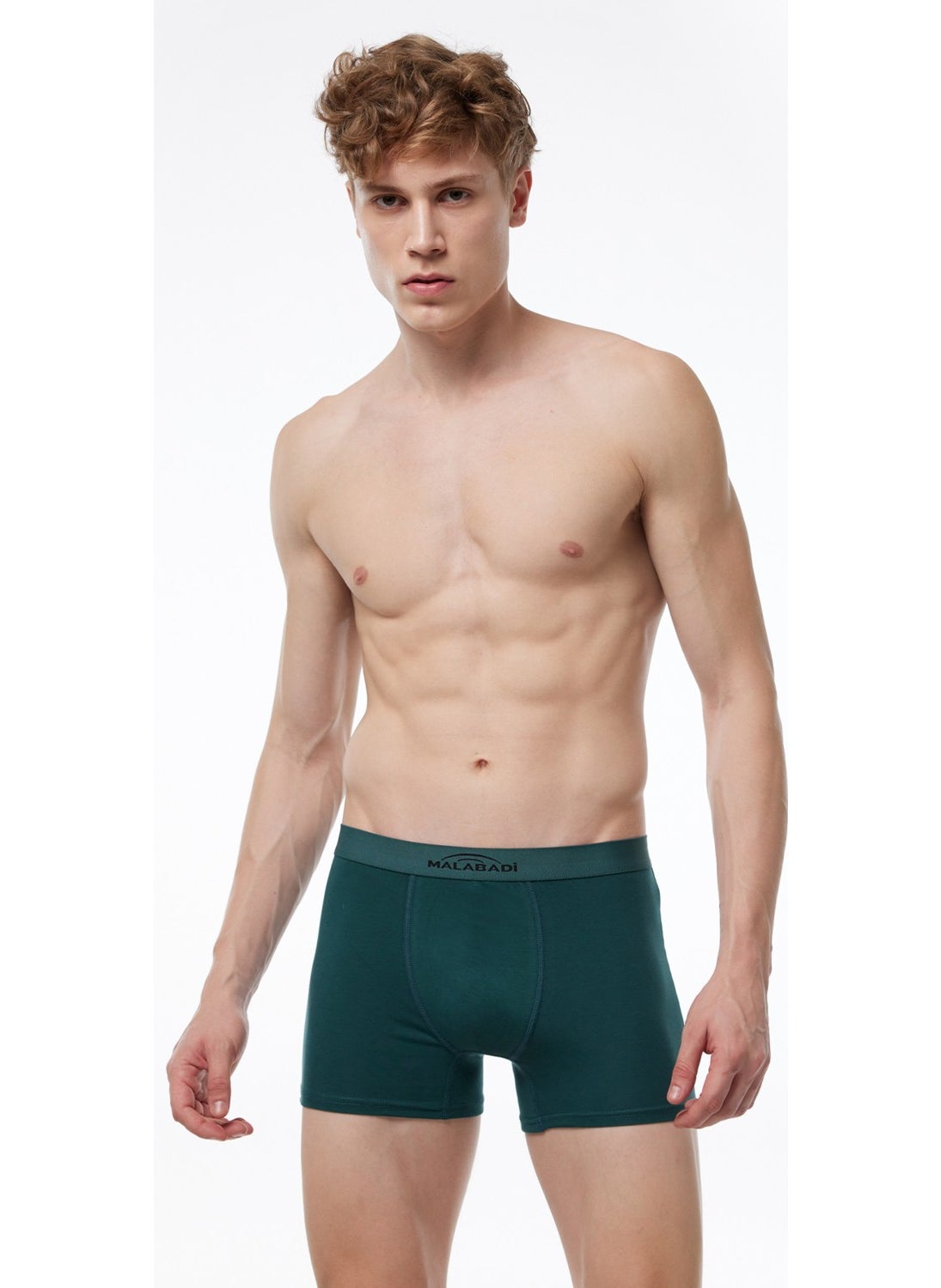 Men's Green Cotton Elastane Boxer 075