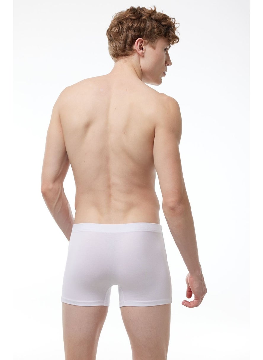 Men's White Cotton Elastane Boxer 074 1M074
