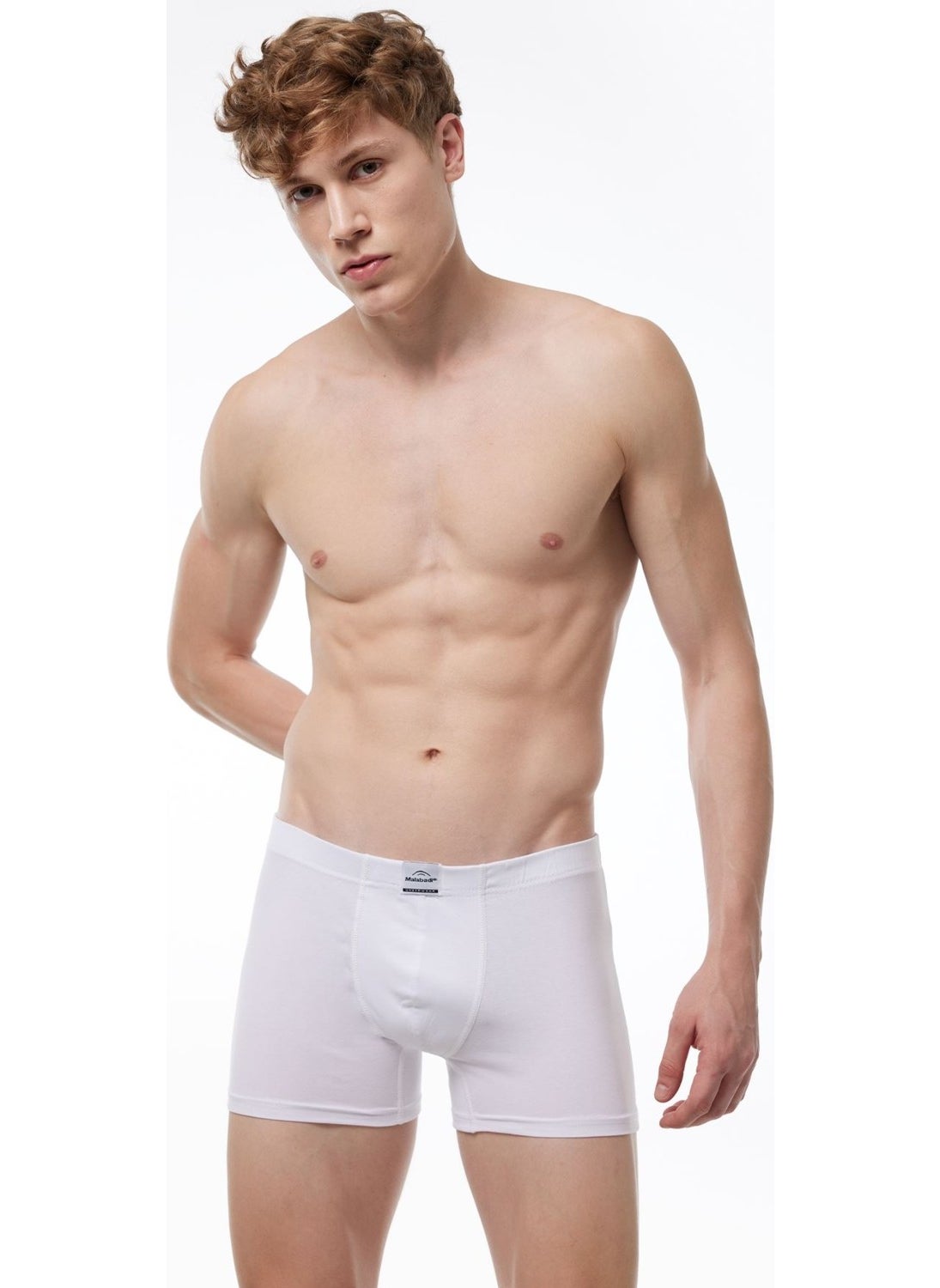 Men's White Cotton Elastane Boxer 074 1M074