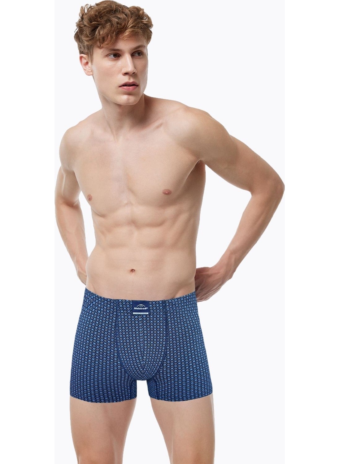 Men's Patterned Cotton Elastane Boxer 074 1M074