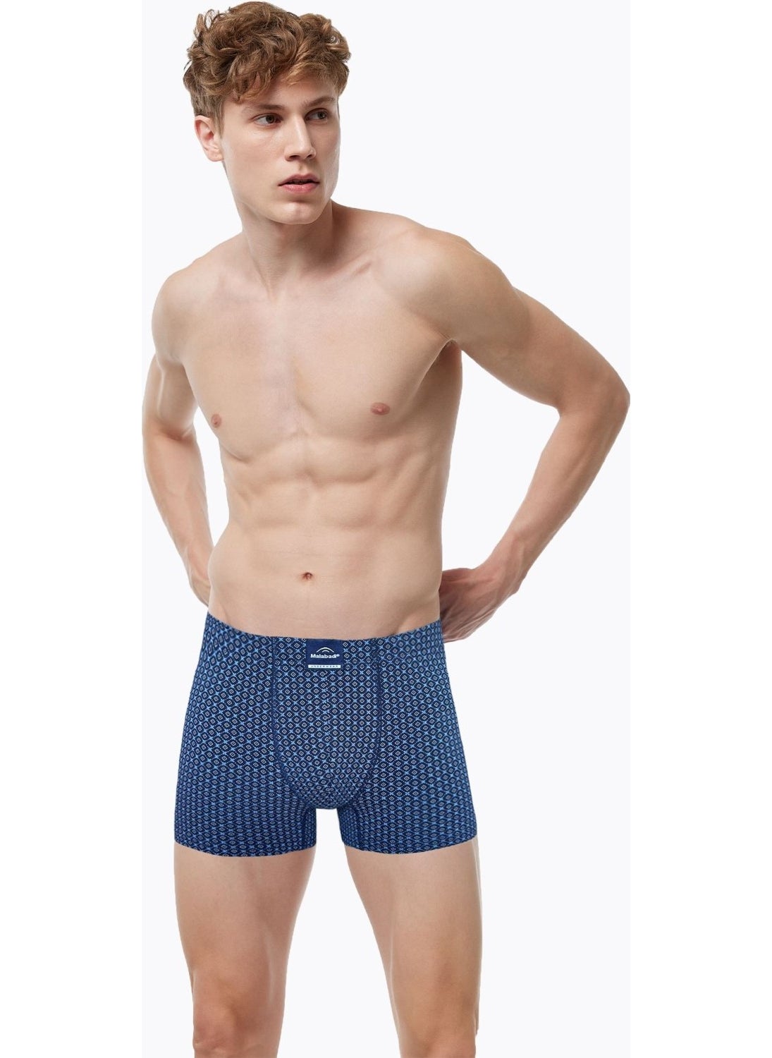 Men's Patterned Cotton Elastane Boxer 074 1M074