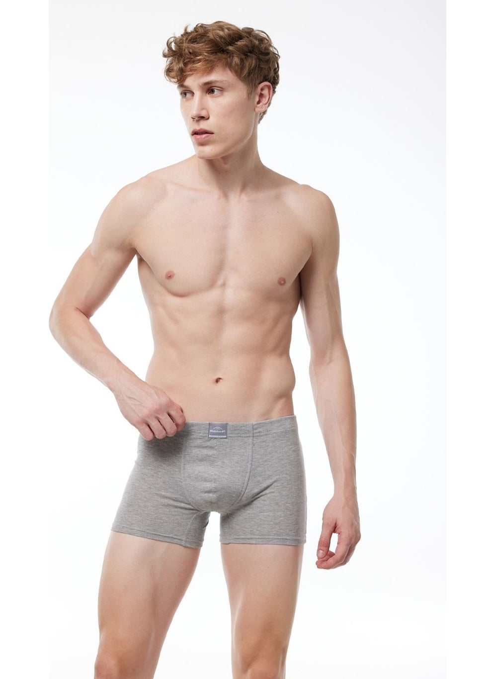 Men's Gray Cotton Elastane Boxer 074 1M074