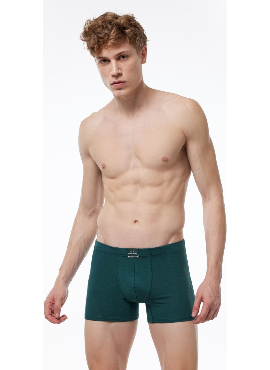 Men's Green Cotton Elastane Boxer 074 1M074