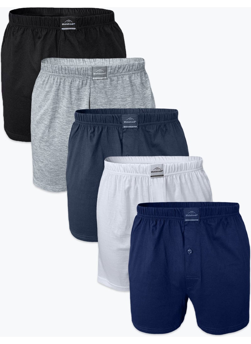 Men's Mixed Color 5 Piece Wide Pattern Large Size 100% Cotton Oversized Boxer MB2400