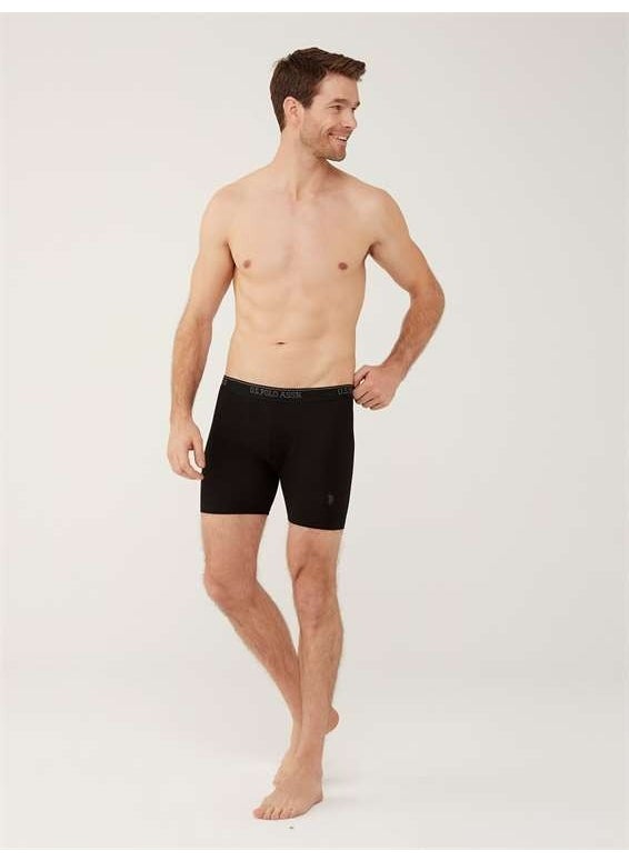 BASE. Polo Assn. Men's Black - Anthracite Melange - Navy Blue 3-Piece Long-Legged Boxer 80454Y
