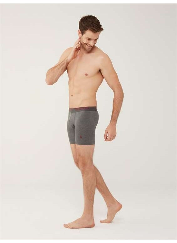 BASE. Polo Assn. Men's Black - Anthracite Melange - Navy Blue 3-Piece Long-Legged Boxer 80454Y