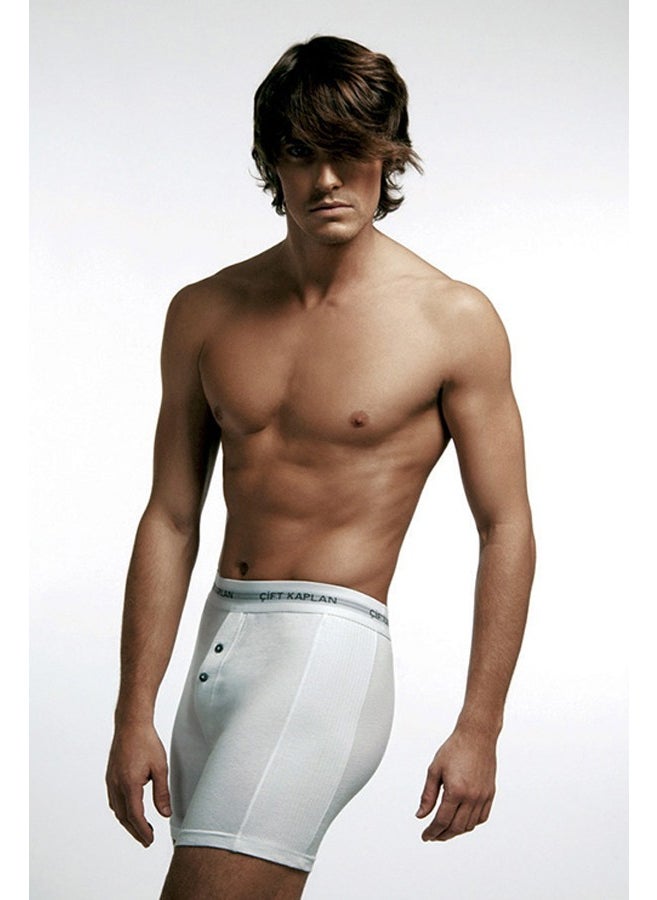 Double Tiger Men's Elastane Biased White Boxer Shorts 0880