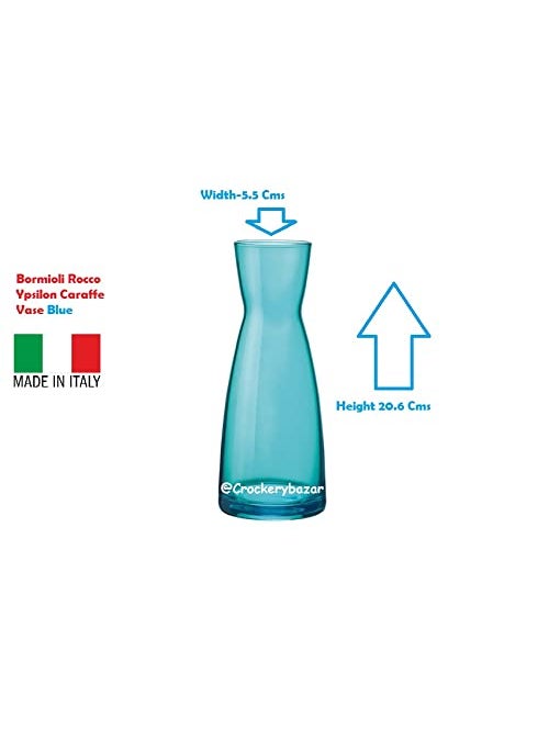 Bormioli Rocco Glass Vase 20.6 Cms 1 Pc, Ypsilon Caraffa Sky Blue Colour