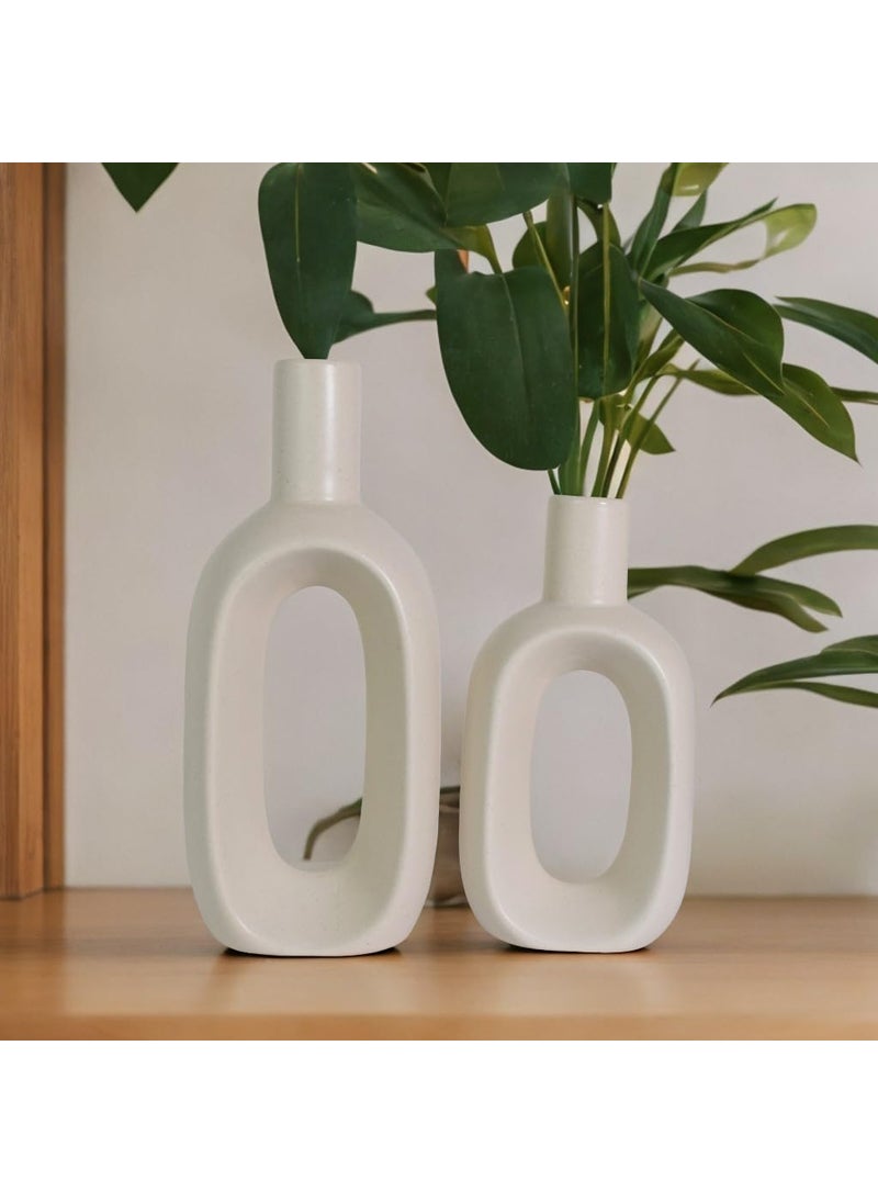 The Decor Lane Modern Decorative Vases for Home Decor | Centerpieces | Kitchen | Office or Living Room (2 AOff White)