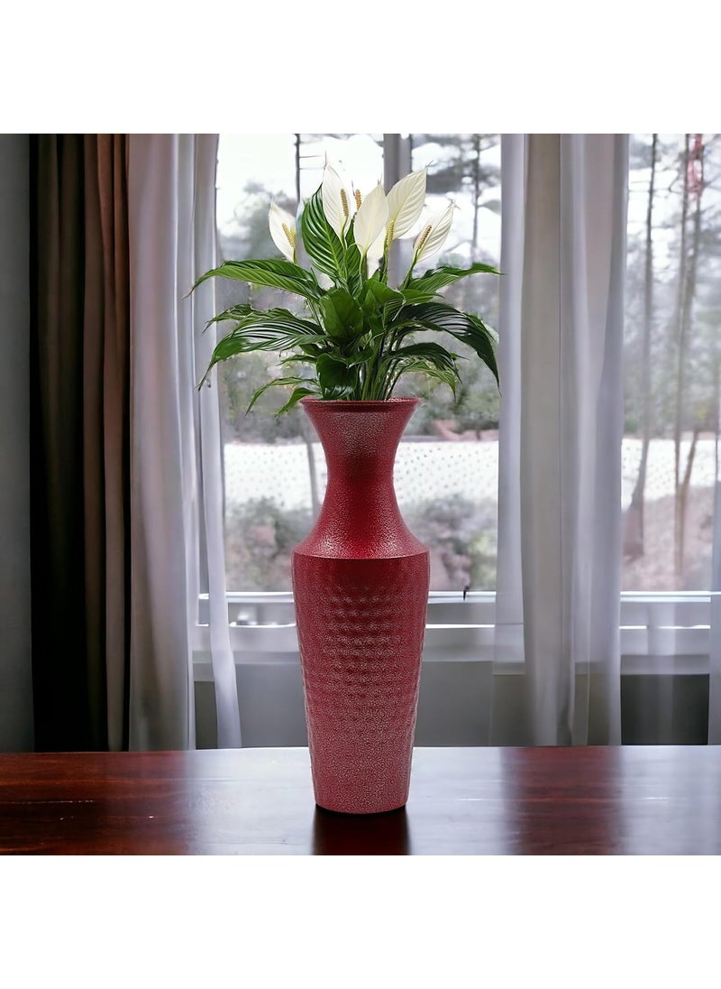 Hosley Hammered Plated Red Decorative Flower Vase/Vase for Decoration, Pack of 1