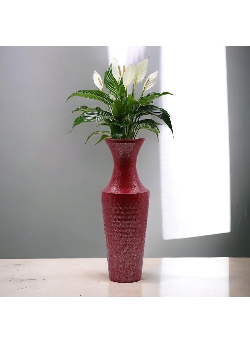 Hosley Hammered Plated Red Decorative Flower Vase/Vase for Decoration, Pack of 1