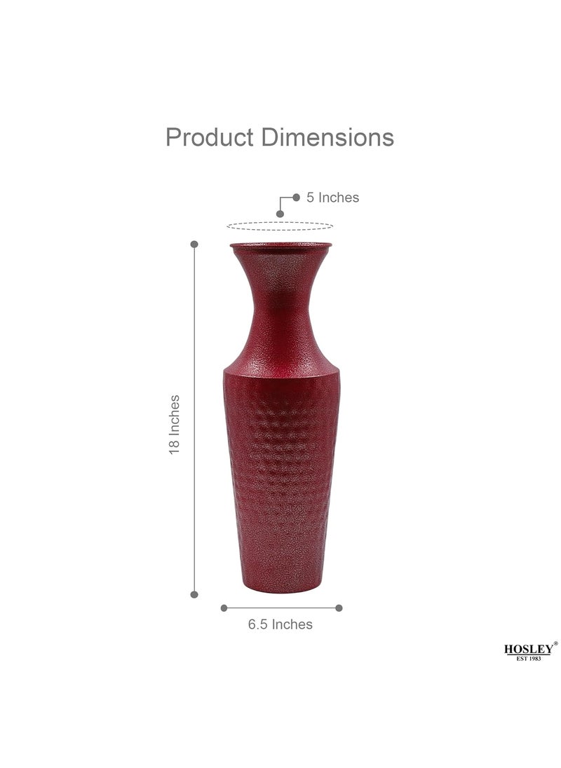 Hosley Hammered Plated Red Decorative Flower Vase/Vase for Decoration, Pack of 1