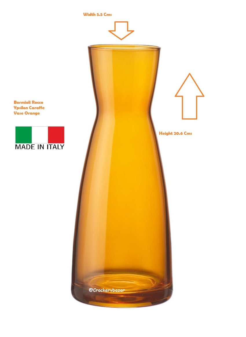 Bormioli Rocco Glass Vase 20.6 Cms 1 Pc, Ypsilon Caraffa Orange Colour