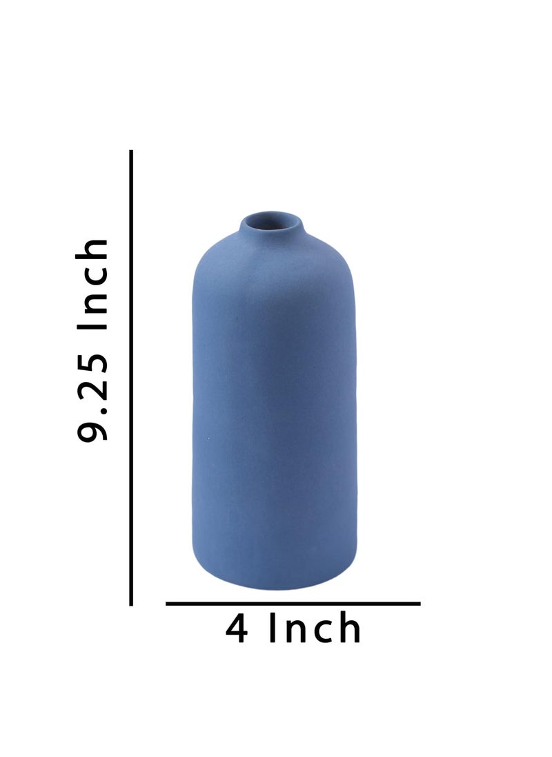 The Decor Lane Modern Decorative Vases for Home Decor | Centerpieces | Kitchen | Office or Living Room - 9.25 Inches (Blue Cylinder)